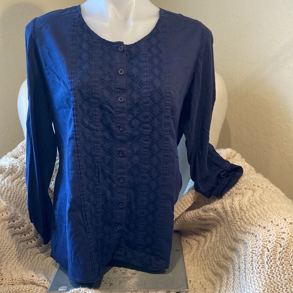 Coldwater Creek 100% cotton embroidered top size Large / 14